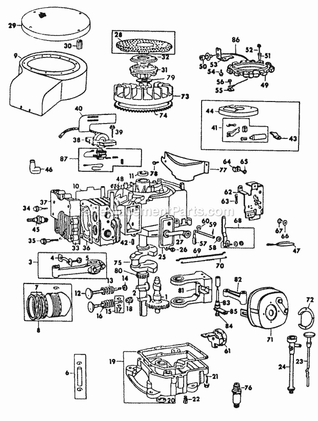 Engine-8 Hp B&s-Electric Start Diagram and Parts List for 282 133-282-399, 132-282-100, 134-282-100, 133-28 Cub Cadet Lawn Mower